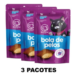 3 Pacotes Petisco Gatos Anti Bola de Pelos Snack 40g